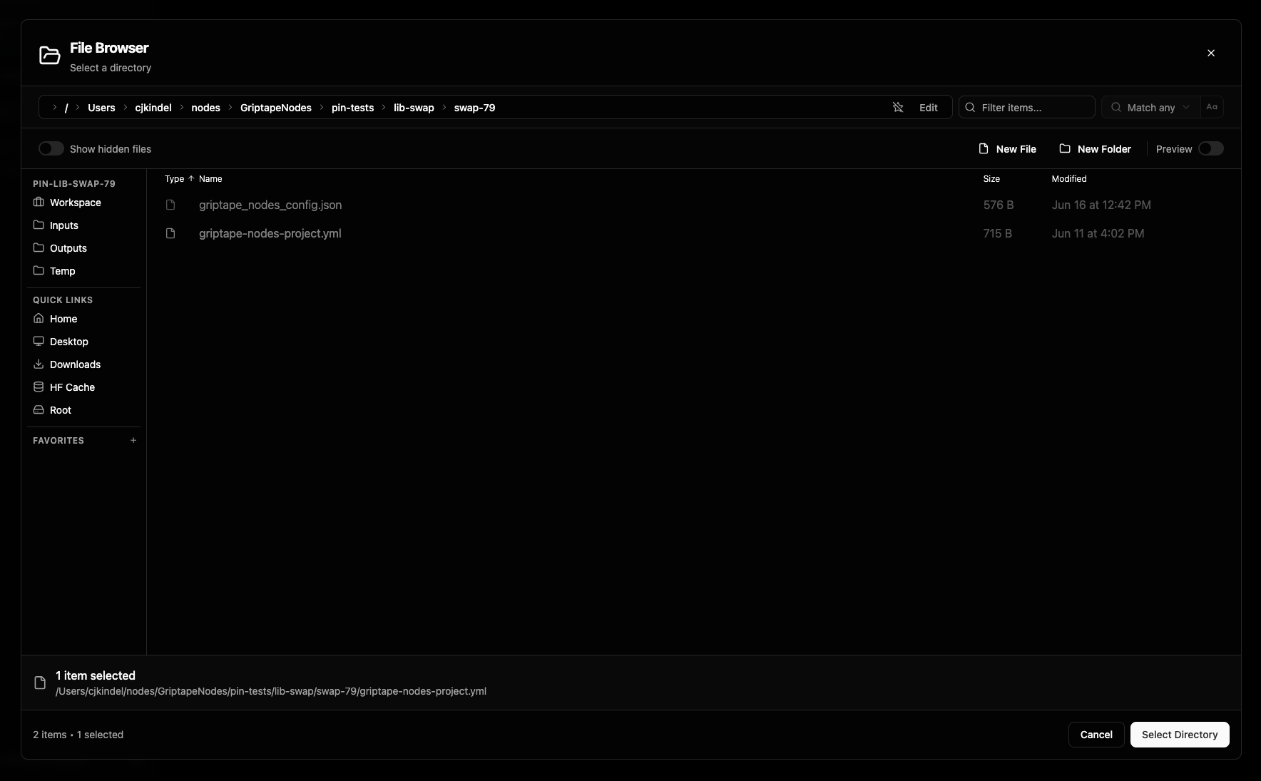 Browsing for a save location with the folder picker